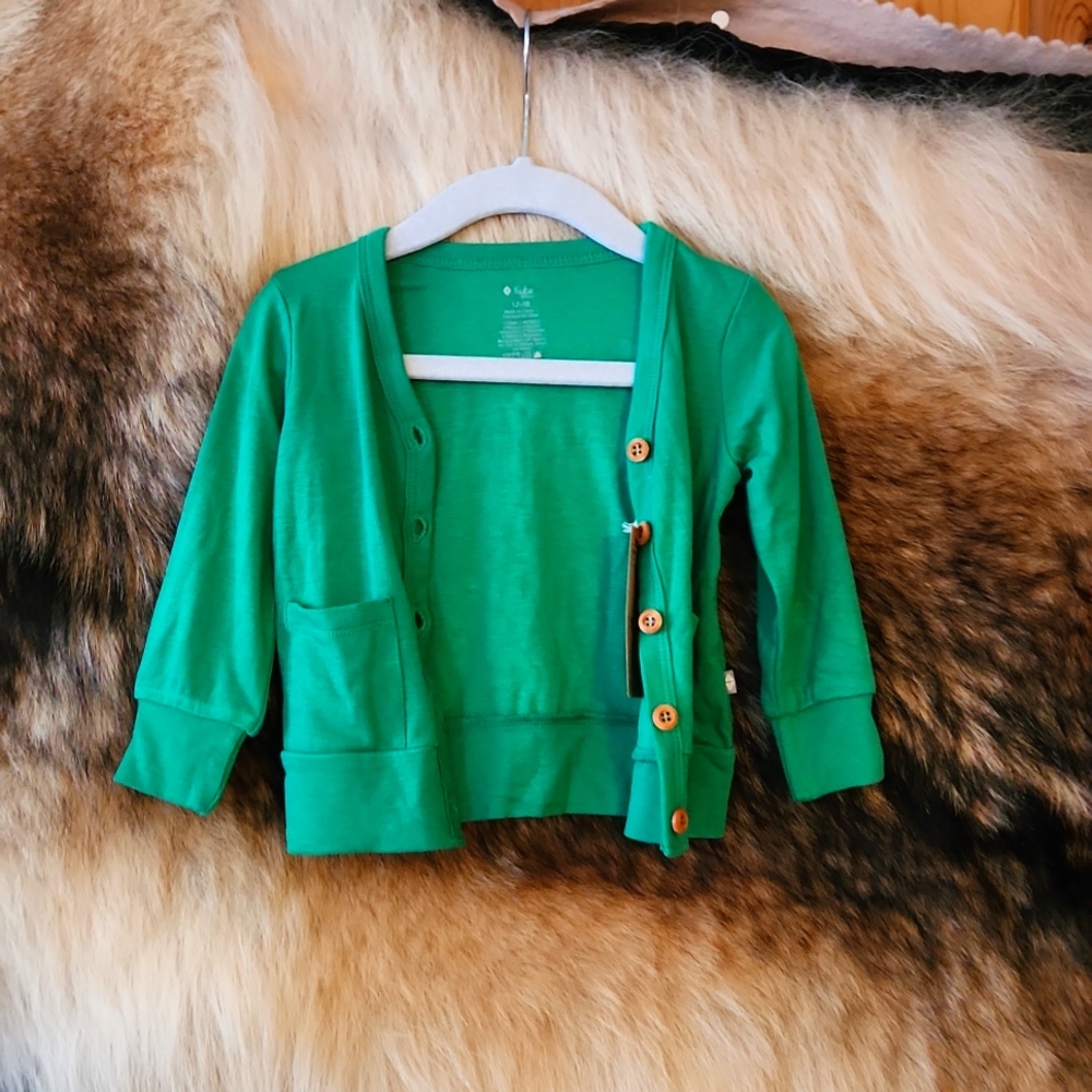 Kyte BABY Green Cotton Cardigan Sweater